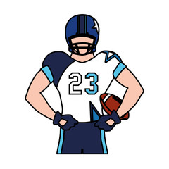 man team player american football with uniform on white background