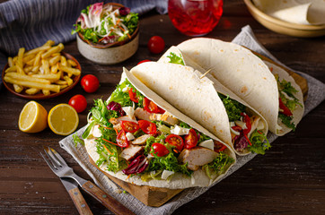 Tortilla chicken with french fries