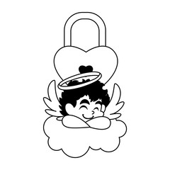 cute cupid angel on white background , valentines day