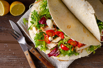 Tortilla chicken with french fries