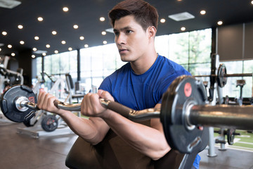 Asia weightlifter preparing for training.