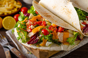 Tortilla chicken with french fries