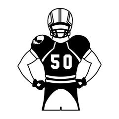 man team player american football with uniform on white background