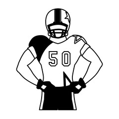 man team player american football with uniform on white background