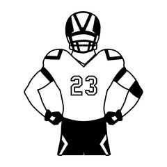 man team player american football with uniform on white background