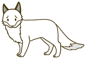 シンプルな白い狐のイラスト_困り顔