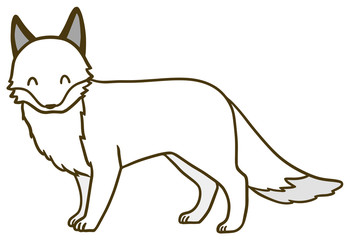 シンプルな白い狐のイラスト_笑顔