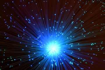 abstract background with colored fibers optics reflected on glass sphere