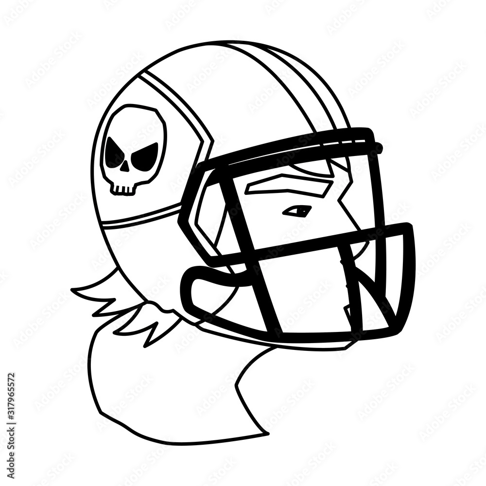 Poster head of man with helmet, american football