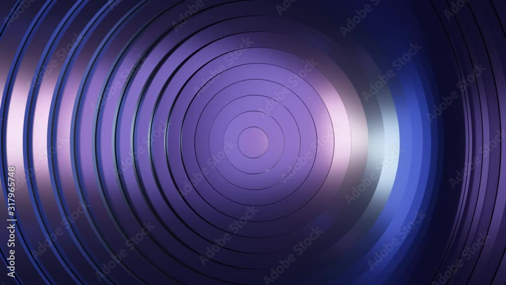 Poster abstract pattern of circles with the effect of displacement. modern blue light. clean rings animatio
