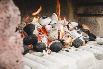 fire in fireplace