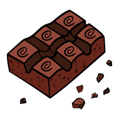 Chocolate cocoa or coffee, Isolated doodles. Food Valentine's day sweets