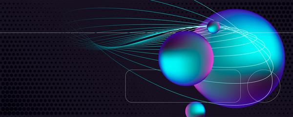 Blue Space 3d neon modern abstract liquid poster design, abstract design for web landing