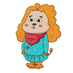 Baby animal lion. Cartoon vector illustration for children.