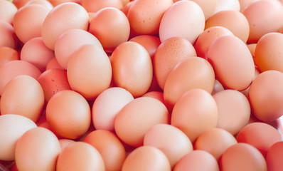 Background of fresh eggs for sale at a market