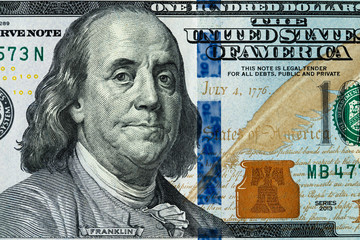 United States 100 dollar bill. One hundred American dollar. United States currency.