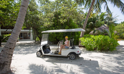 cart girl in a tropical resort © serikbaib