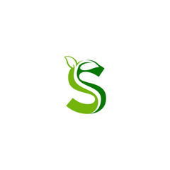 Fototapeta premium Combination of green leaf and initial letters S logo design vectors