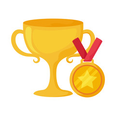 Isolated trophy and medal vector design