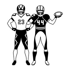 men players american football on white background