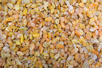 Background of raisins in sale in the shop of dried fruit