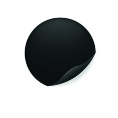 realistic  black round sticker isolated on white background, vector illustration