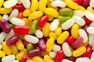 A mix of jelly beans candy background, texture. sweet food