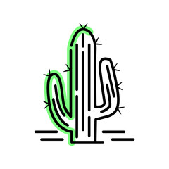 Cactus Illustration In Monoline Style