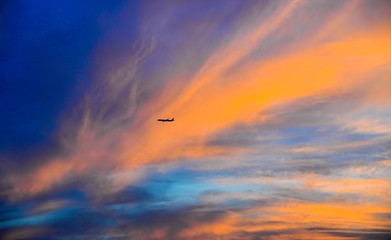 Beautiful sky with airplane