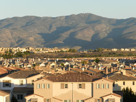 Houses and the mountain, Chula Vista, California, USA