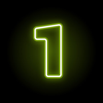 Green neon number 1 with glow on black background. Blur effect is made with  mesh. Vector illustration Stock Vector | Adobe Stock