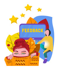Obraz premium Concept of feedback, testimonials messages and notifications. Rating on customer service. Flat vector illustration