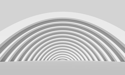 Abstract nobody white building tunnel space. 3d rendering - illustration.