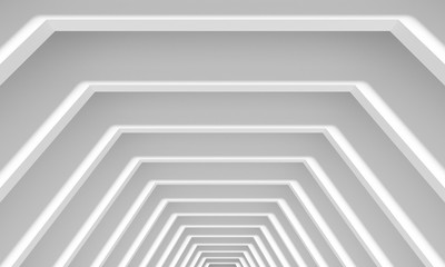 Abstract nobody white building tunnel space. 3d rendering - illustration.