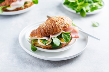 Fresh croissant with green salad