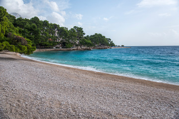 paradise beach in Brela on Makarska riviera, Dalmatia, Croatia