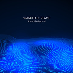 Technology futuristic landscape. Abstract digital wave of particles. Surface of digital wave. Data flow. Vector