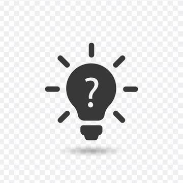 Light bulb lamp icon with question mark inside. Stock vector illustration isolated on white background.