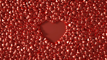 Big golden heart, beautiful Valentine's Day card background! 3d illustration, 3d rendering.