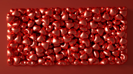 Beautiful golden background with hearts, Happy Valentine's Day! 3d illustration, 3d rendering.