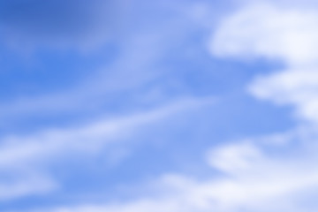 Abstract blurred background Blue sky with white clouds in sunlight.