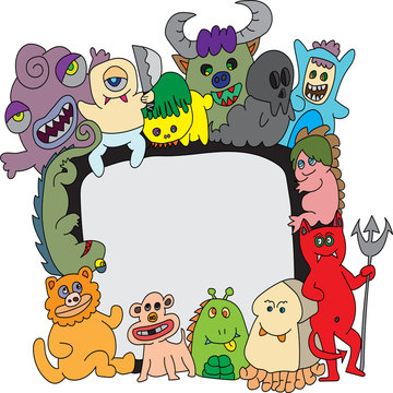monsters, themes Standing in front of the board  background, illustration