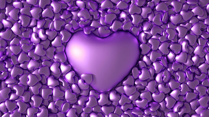 Big golden heart, beautiful Valentine's Day card background! 3d illustration, 3d rendering.