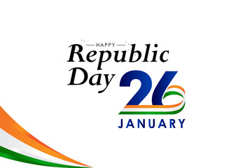 India Republic Day For Celebrate With Ribbon, Tricolor Flag, and Elegant Background