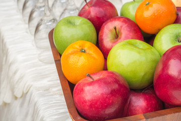 Organic apples in basket