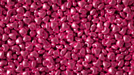 Beautiful golden background with hearts, Happy Valentine's Day! 3d illustration, 3d rendering.