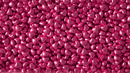 Beautiful golden background with hearts, Happy Valentine's Day! 3d illustration, 3d rendering.