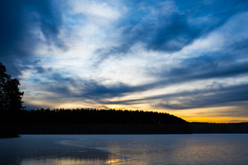 Colorful winter time sunset