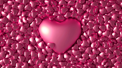 Big golden heart, beautiful Valentine's Day card background! 3d illustration, 3d rendering.