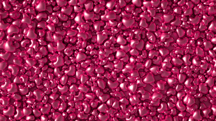 Beautiful golden background with hearts, Happy Valentine's Day! 3d illustration, 3d rendering.